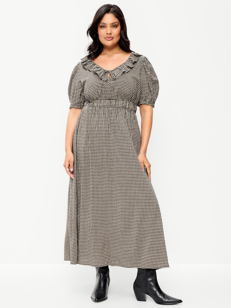 Ruffle-Trim Boho Maxi Dress