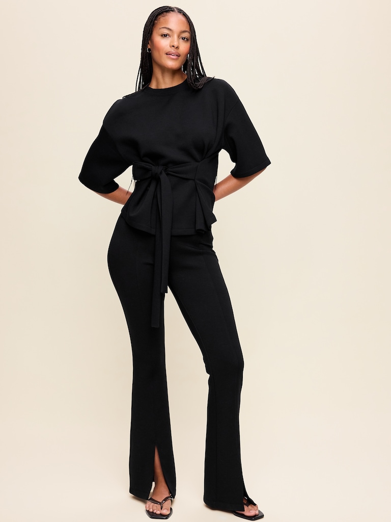 High-Waisted Bounce Fleece Flare-Leg Sweatpants