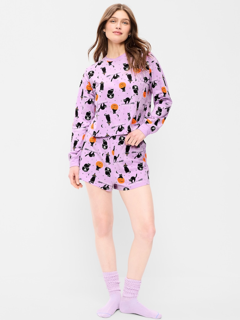 Pyjama court à motif d’Halloween pour femme