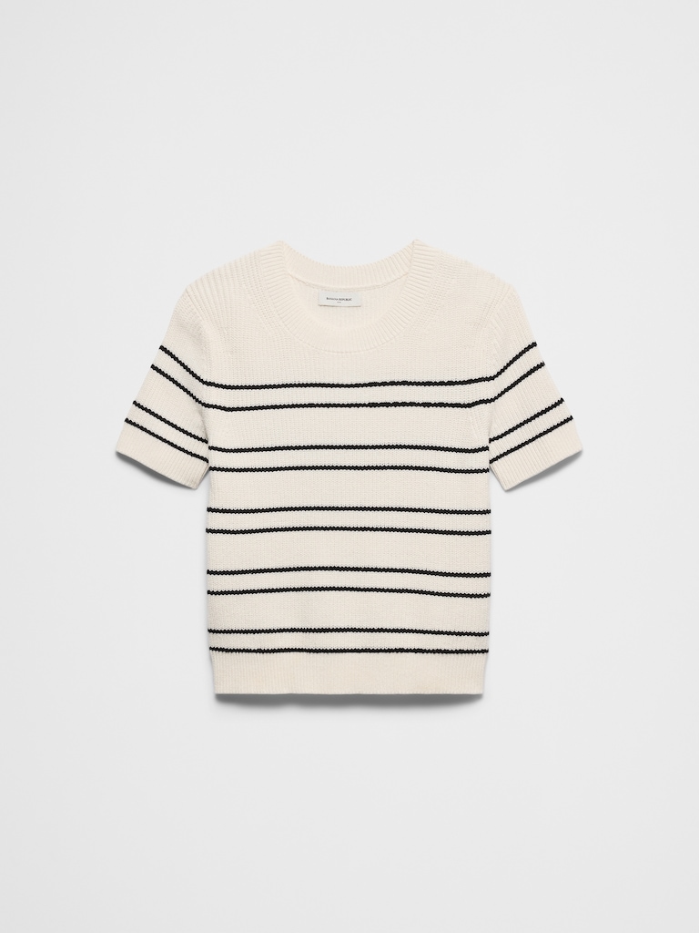 Cotton Striped Ribbed Textured Sweater