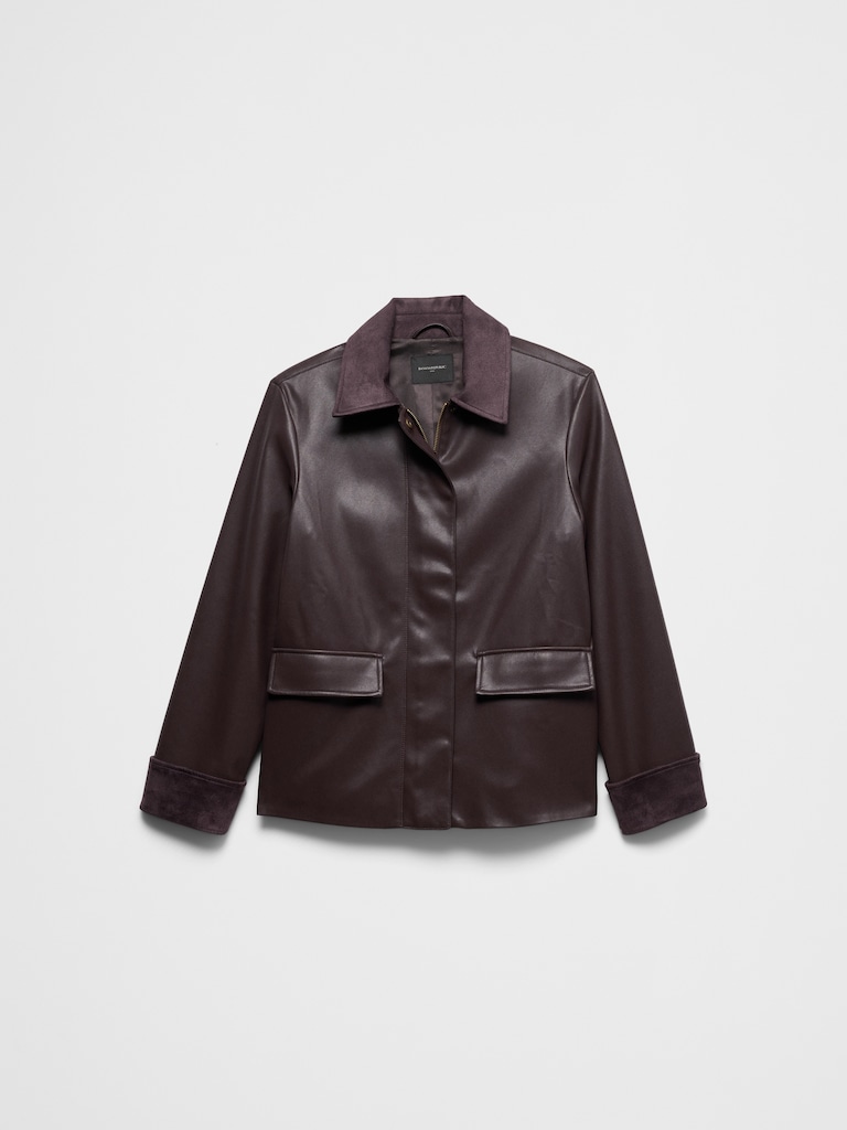 Vegan Leather with Vegan Suede Trim Jacket