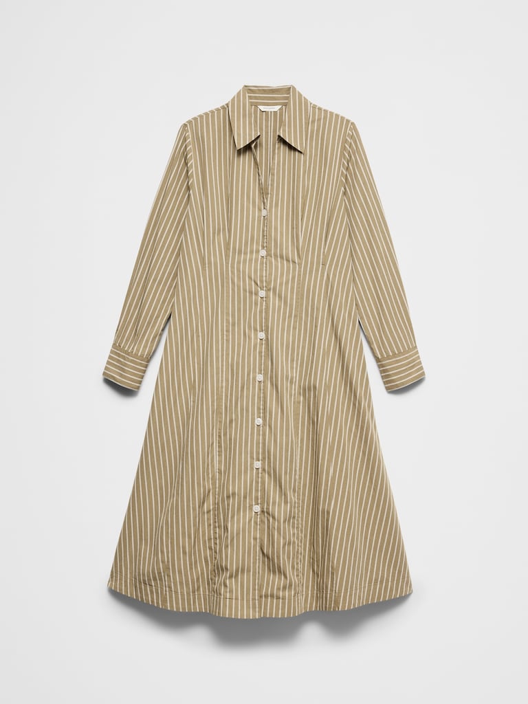 Seamed-Waist Midi Shirtdress