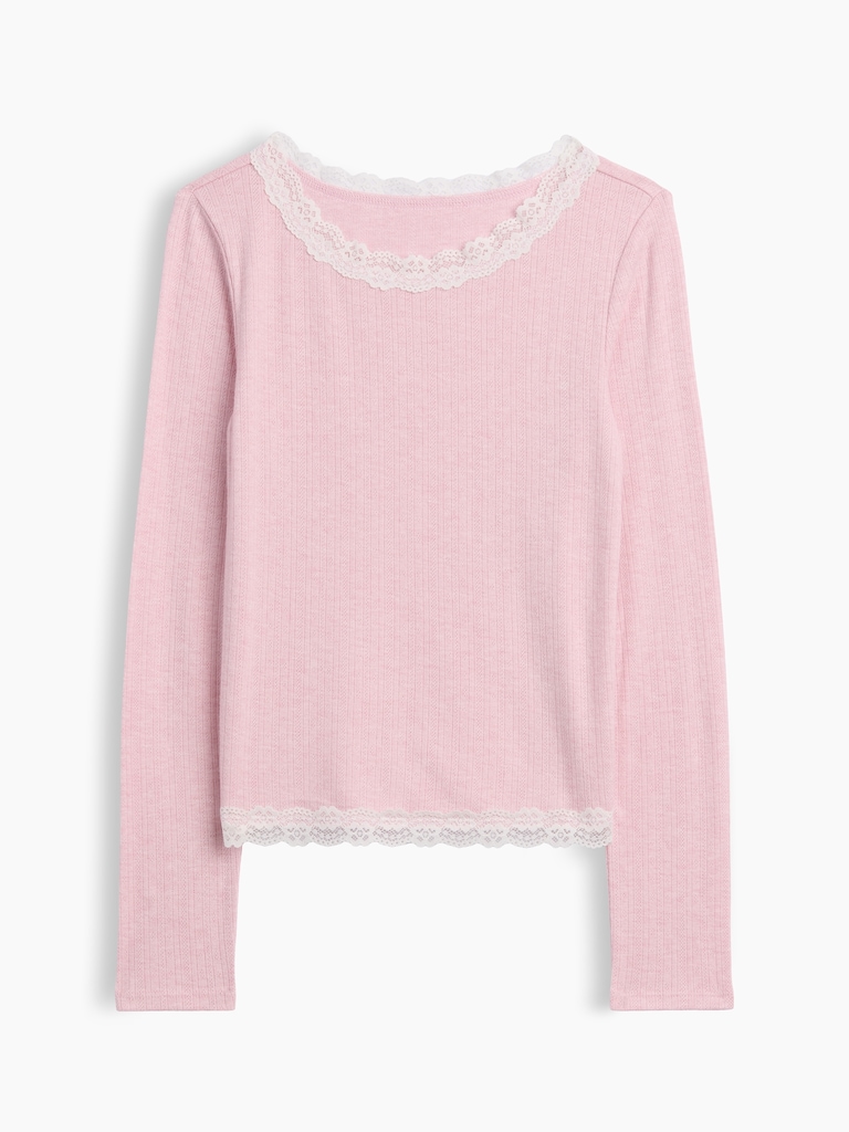 Kids Pointelle Lace-Trim Top