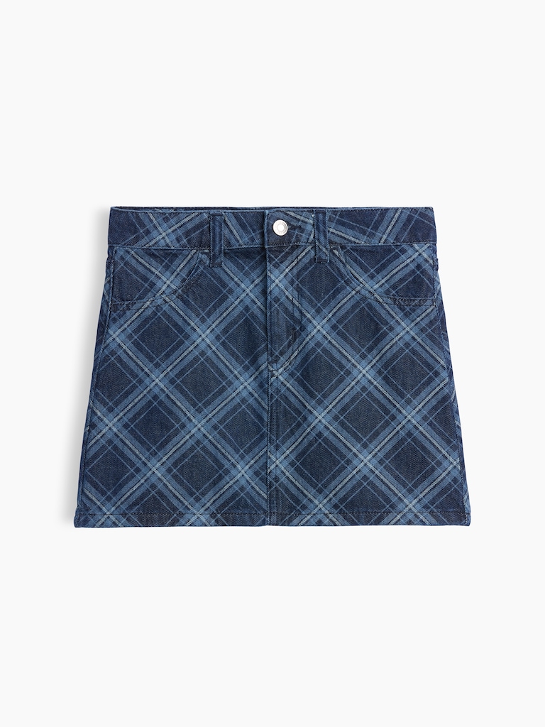 Kids Plaid Denim Skirt