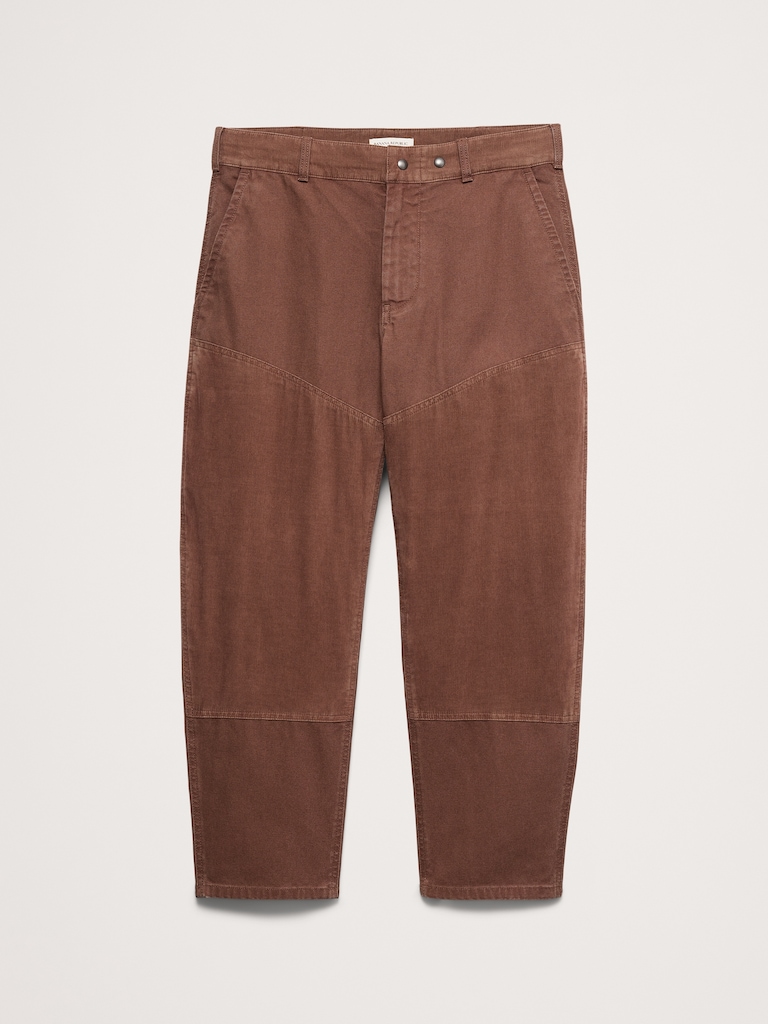 Relaxed Mixed Media Barrel Pant