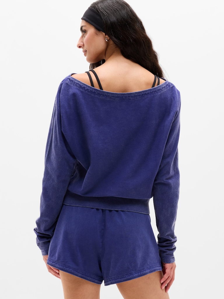 Airy Cotton Terry Snow Wash Boat Neck Sweatshirt