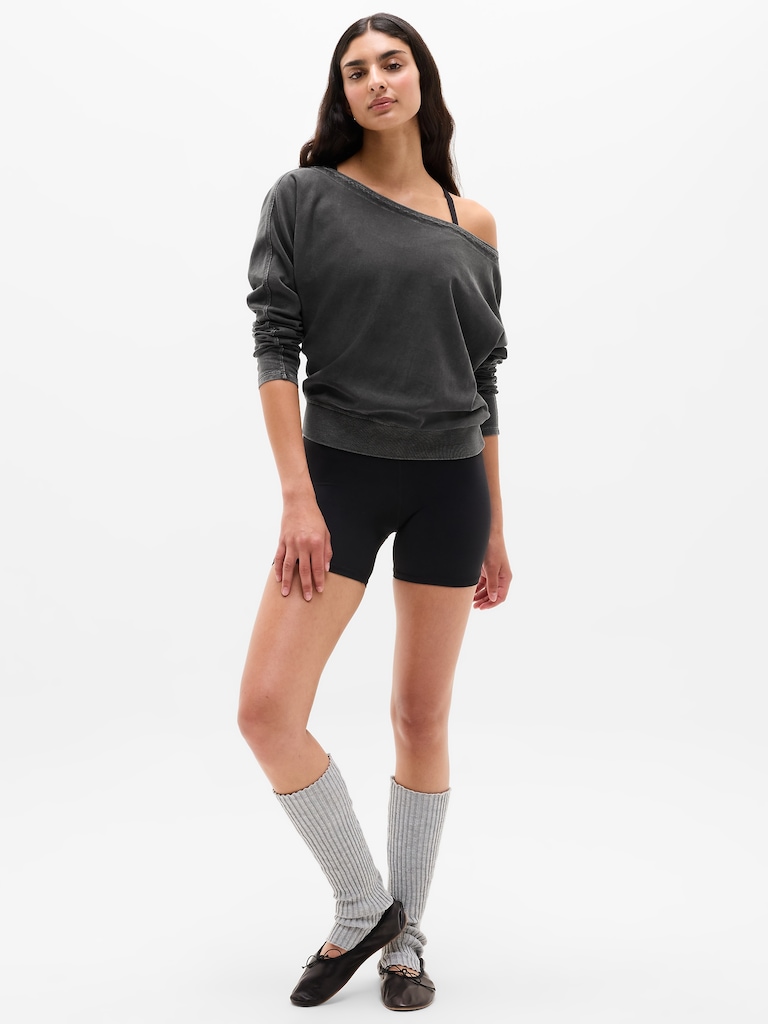 Airy Cotton Terry Snow Wash Boat Neck Sweatshirt
