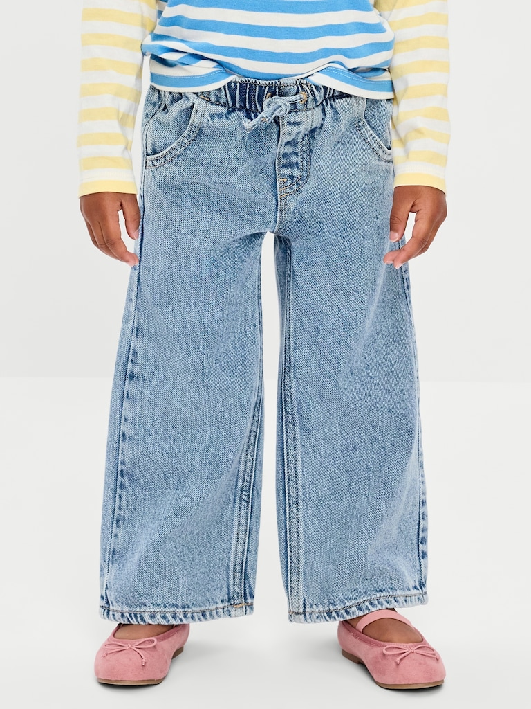 High-Waisted Baggy Wide-Leg Pull-On Jeans for Toddler Girls