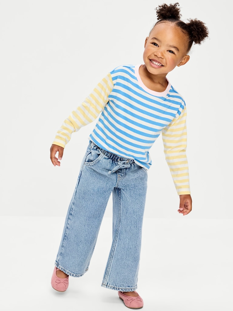 High-Waisted Baggy Wide-Leg Pull-On Jeans for Toddler Girls
