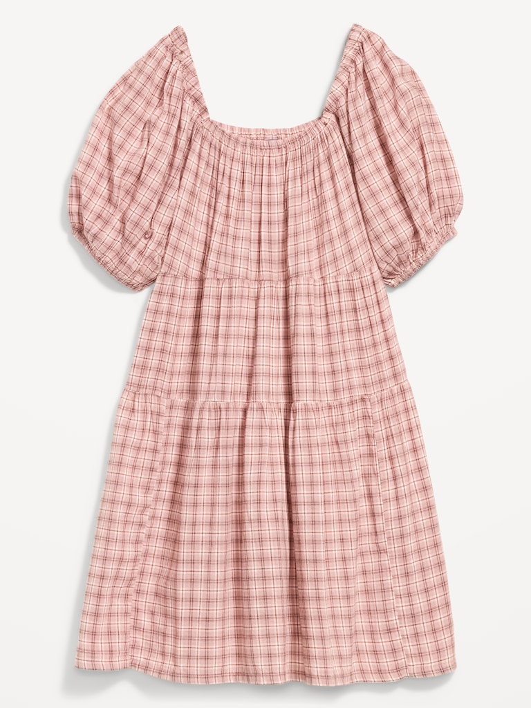 Puff-Sleeve Smocked Mini Swing Dress