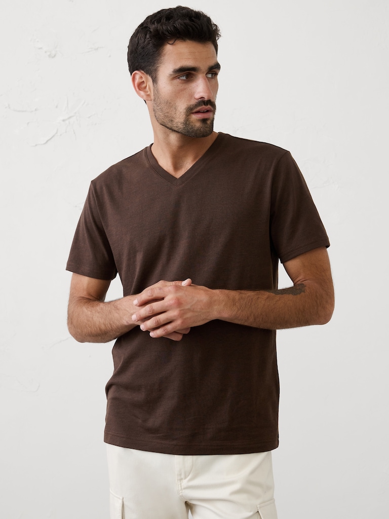 Standard-Fit Premium Wash V-Neck Shirt