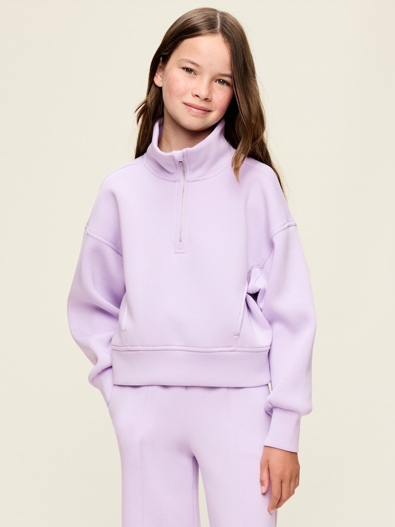 Chandail à demi-glissière en molleton raffiné pour fille