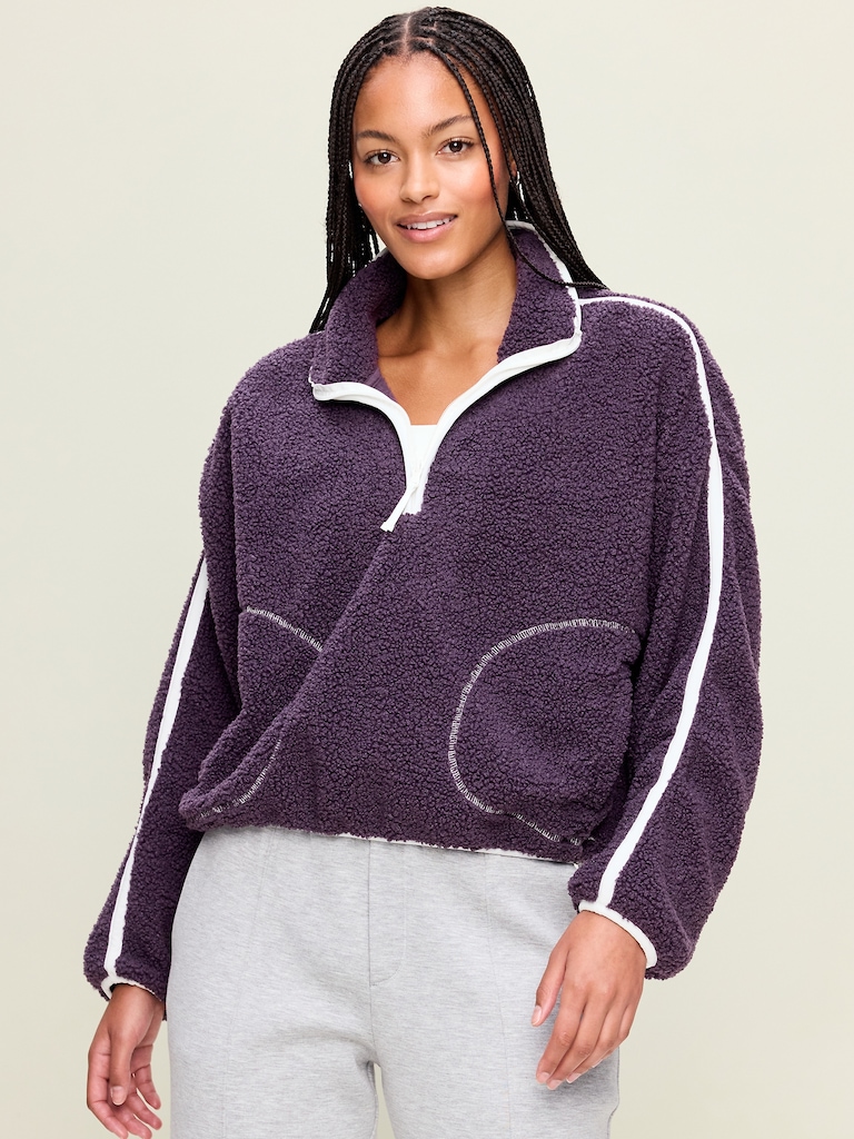 Loose Sherpa Quarter-Zip Pullover