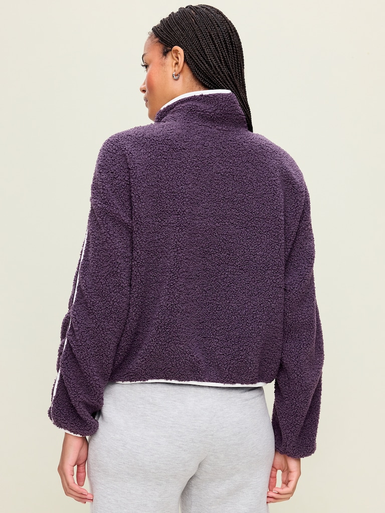 Loose Sherpa Quarter-Zip Pullover