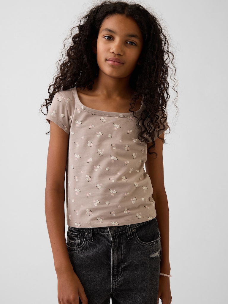 Kids CloseKnit Jersey Square-Neck T-Shirt