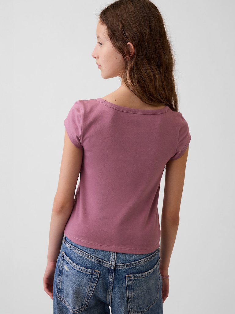 Kids CloseKnit Jersey Square-Neck T-Shirt