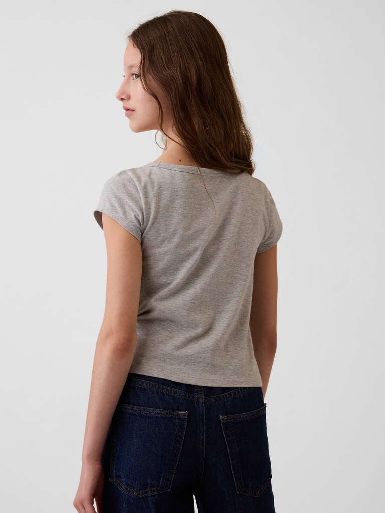 T-shirt moulant à encolure carrée en jersey pour Enfant