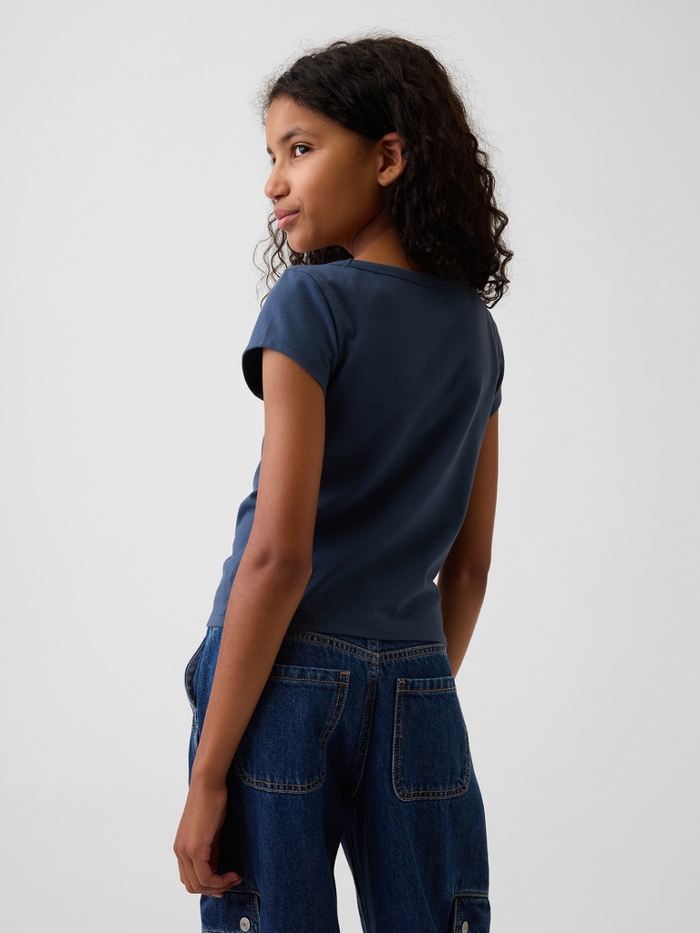 T-shirt moulant à encolure carrée en jersey pour Enfant