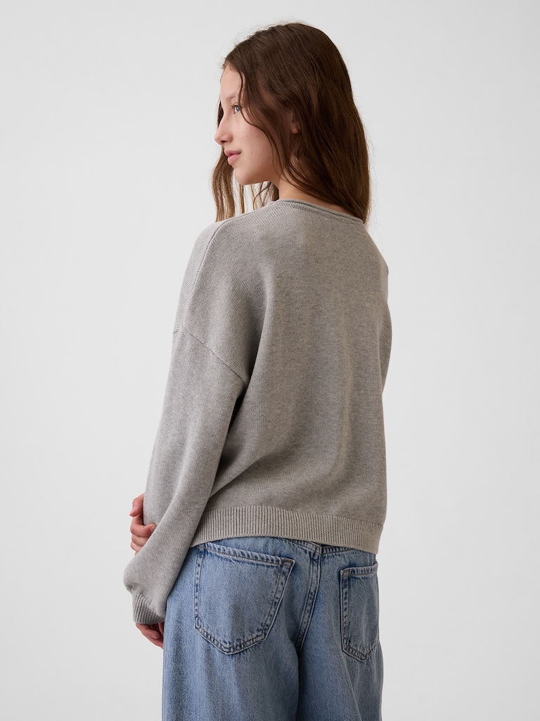 Kids 100% Cotton Oversized Rollneck Sweater