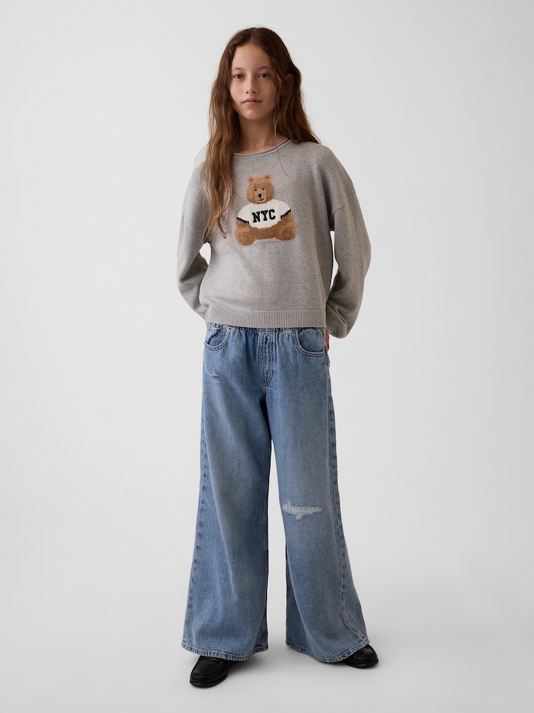Kids 100% Cotton Oversized Rollneck Sweater