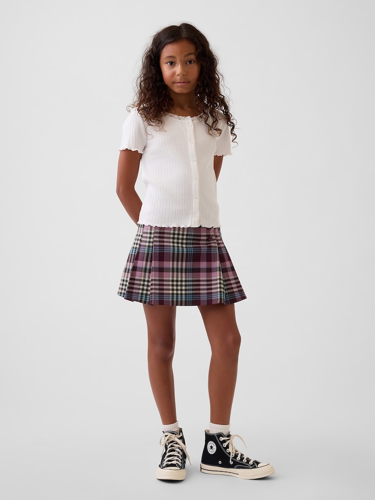Kids Plaid Pleated Skort