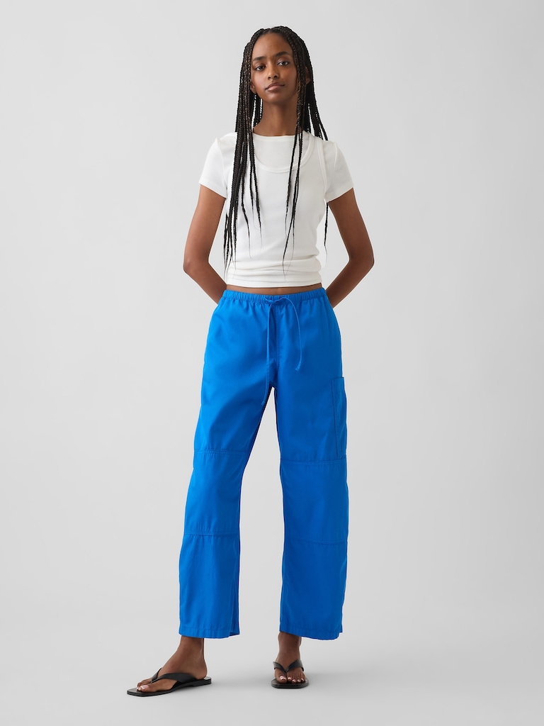 Mid Rise Twill Easy Barrel Utility Pants
