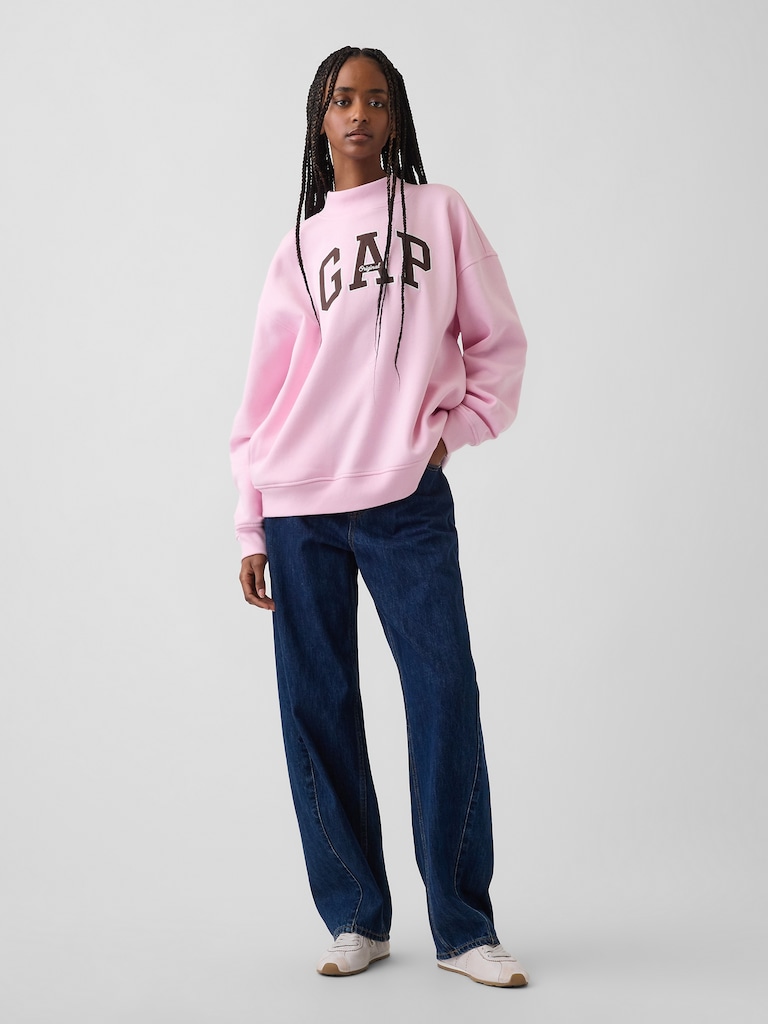 VintageSoft Oversized Mockneck Logo Sweatshirt