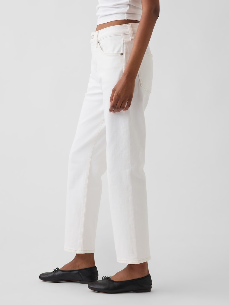 Mid Rise Relaxed Flare Crop Jeans