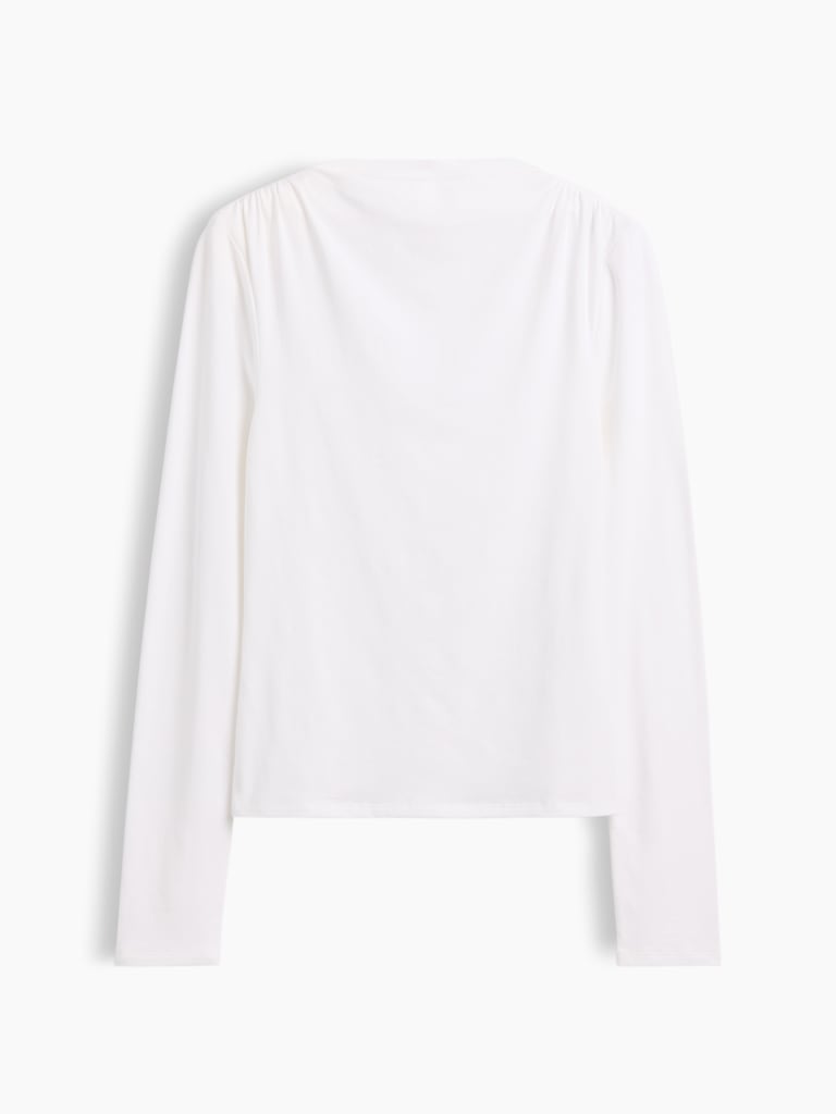 CloseKnit Jersey Funnel-Neck Ruched T-Shirt