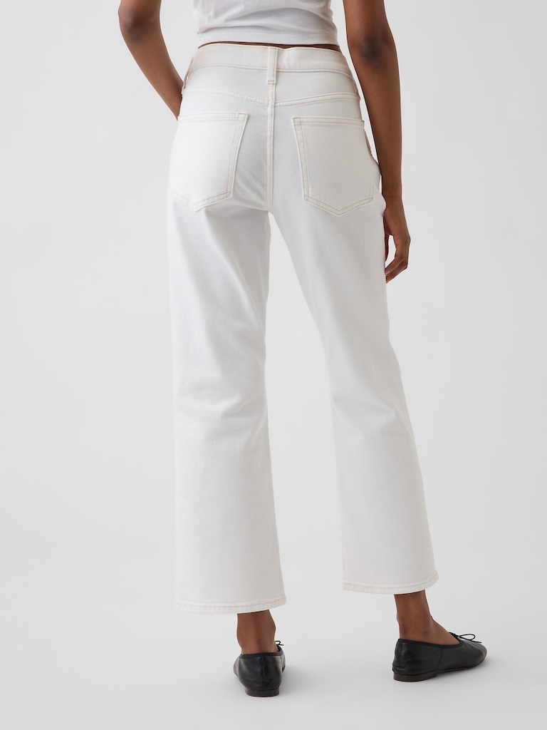 Mid Rise Relaxed Flare Crop Jeans