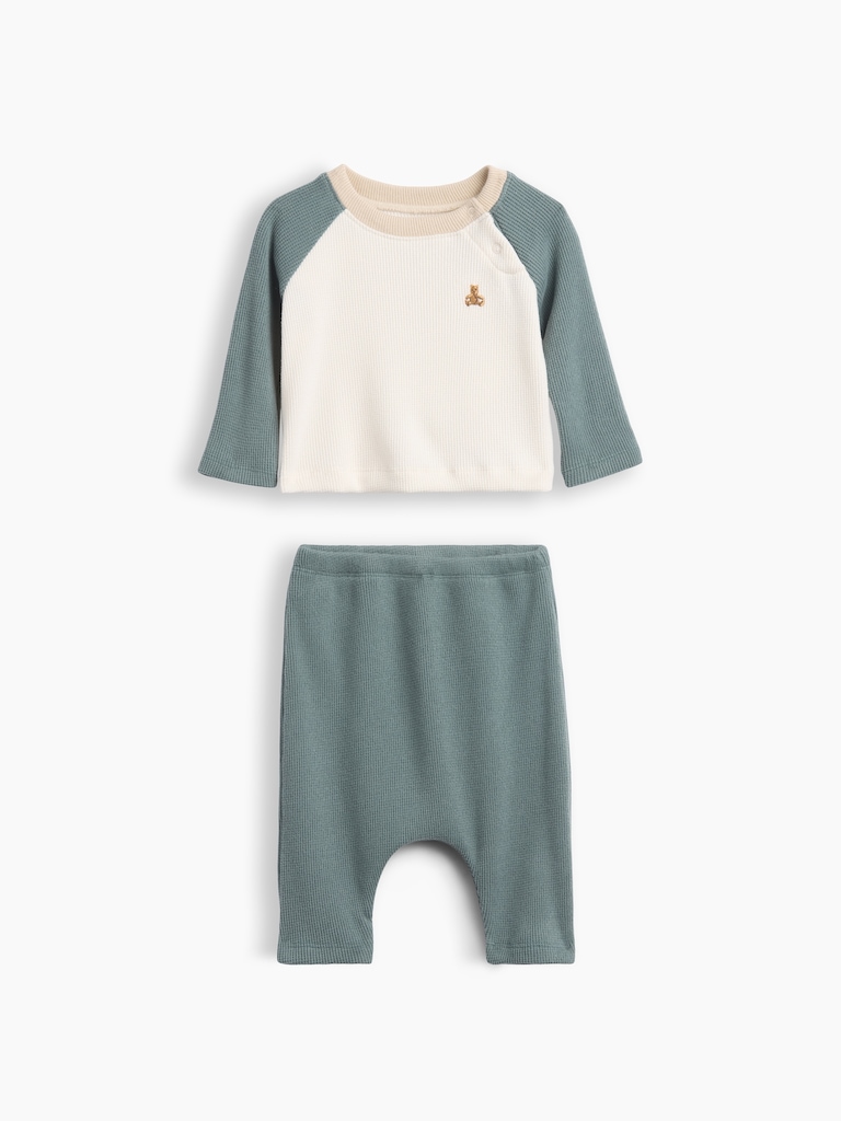 Baby Softspun Waffle Raglan Outfit Set