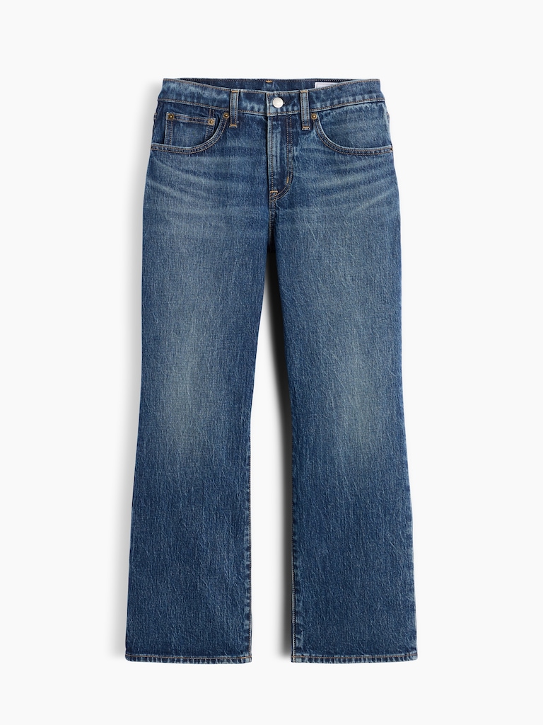 Mid Rise Flare Crop Jeans