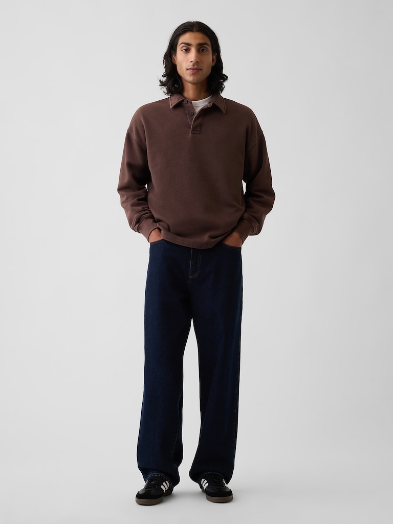 VintageSoft Oversized Polo Sweatshirt