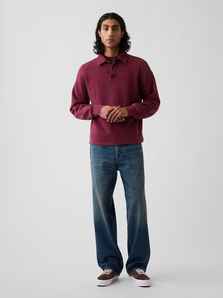VintageSoft Oversized Polo Sweatshirt