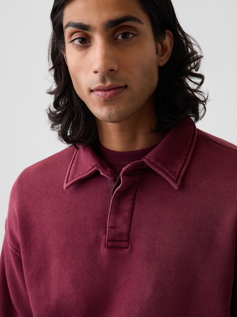 VintageSoft Oversized Polo Sweatshirt