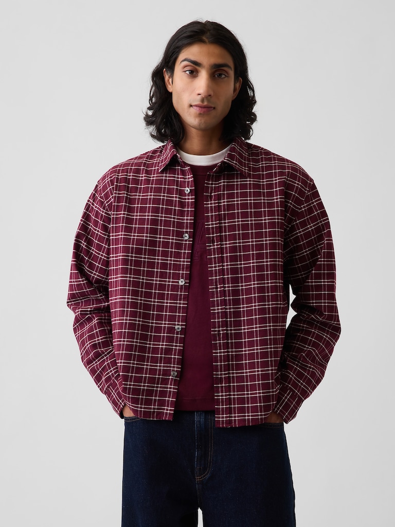 Relaxed Crop Straight-Hem Oxford Shirt