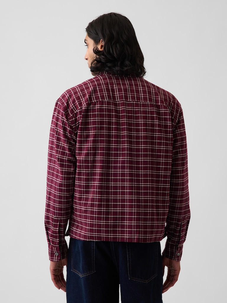 Relaxed Crop Straight-Hem Oxford Shirt