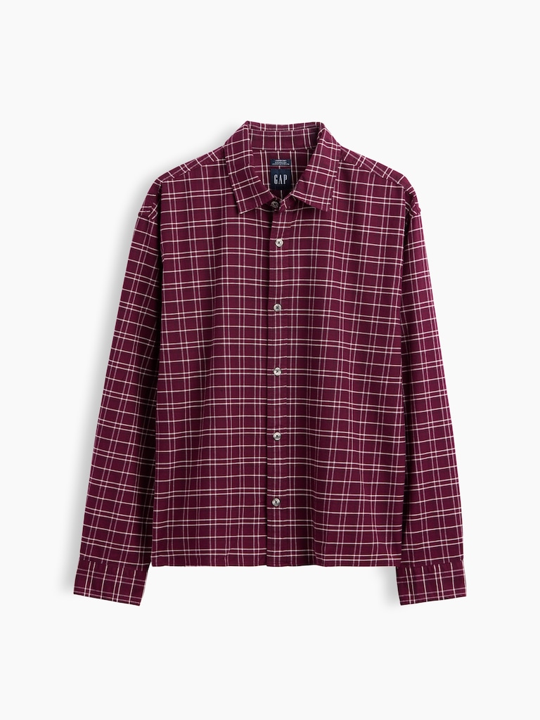 Relaxed Crop Straight-Hem Oxford Shirt