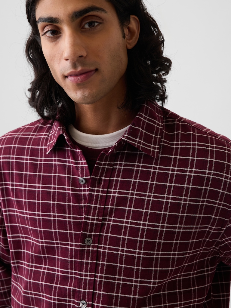 Relaxed Crop Straight-Hem Oxford Shirt