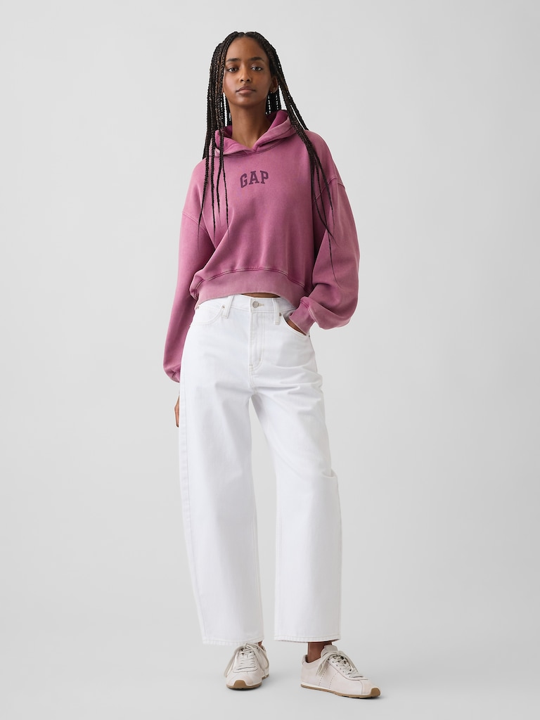 VintageSoft Crop Logo Hoodie