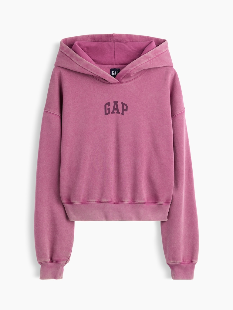 VintageSoft Crop Logo Hoodie
