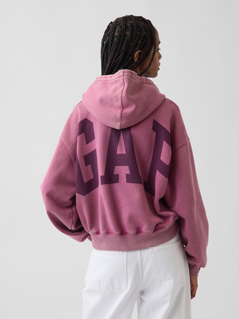 VintageSoft Crop Logo Hoodie