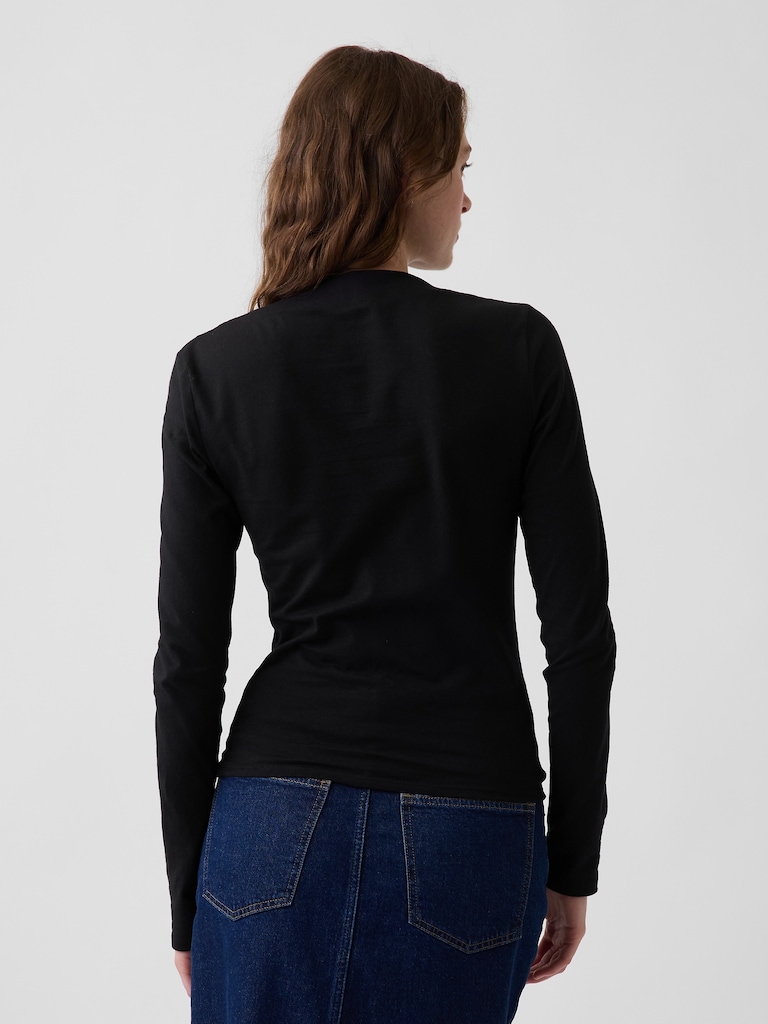 CloseKnit Jersey Funnel-Neck Ruched T-Shirt