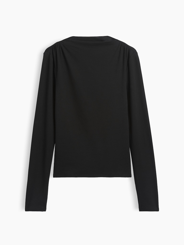 CloseKnit Jersey Funnel-Neck Ruched T-Shirt