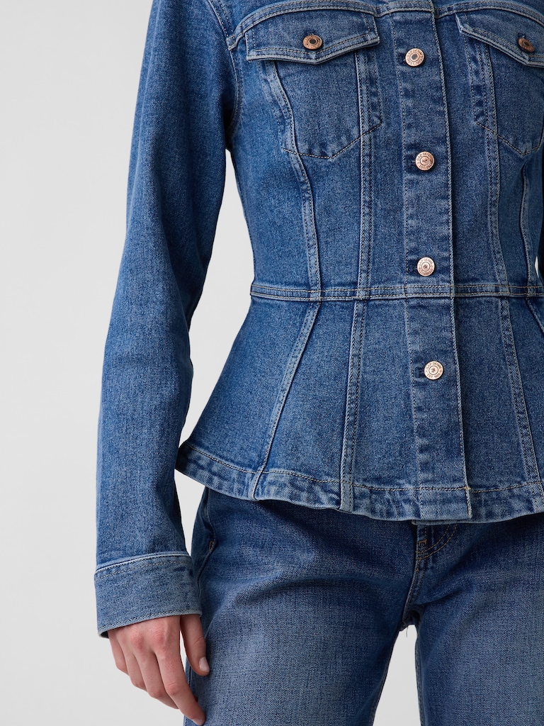 Denim Fitted Peplum Jacket