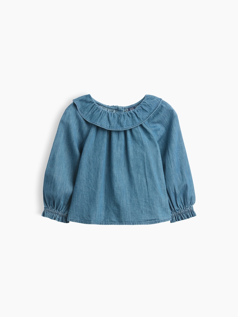 Baby & Toddler Ruffle Collar Denim Top