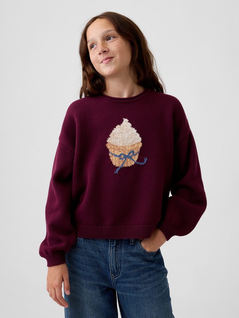 Kids 100% Cotton Oversized Rollneck Sweater