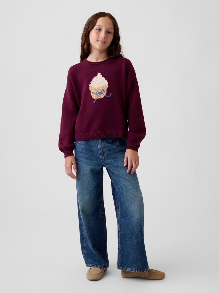 Kids 100% Cotton Oversized Rollneck Sweater