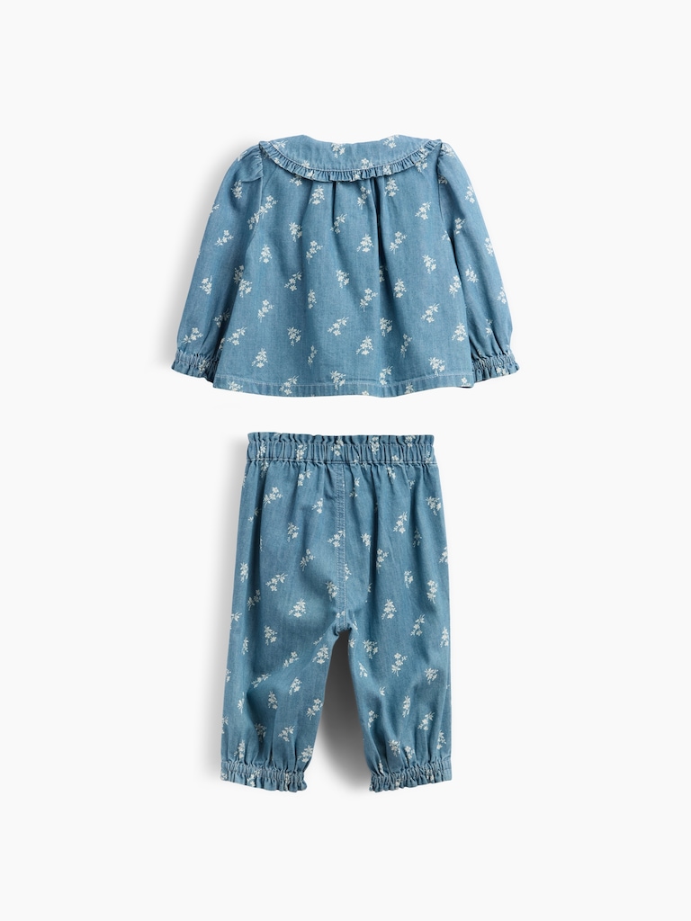 Baby Floral Denim Outfit Set