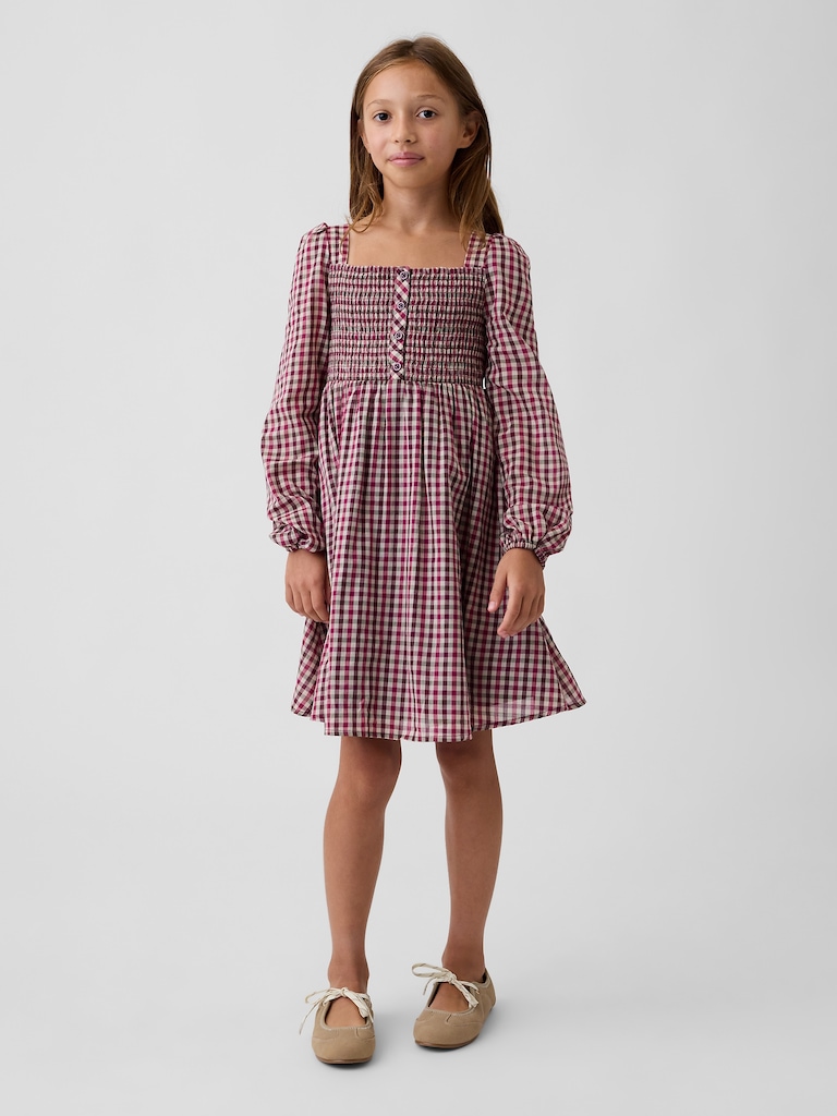 Kids Smocked Square-Neck Dress